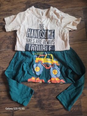 Kids Graphic Tee & Long Sleeve Set - Monster Truck & Slogan